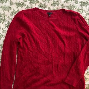Talbots Red Crew Neck Cabled Sweater